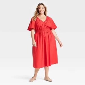 Women’s Flutter Short Sleeve Vibrant Red Dress Dress